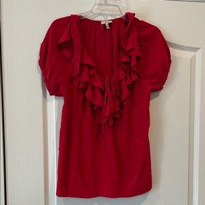 Joie Vibrant Red Ruffle Blouse
